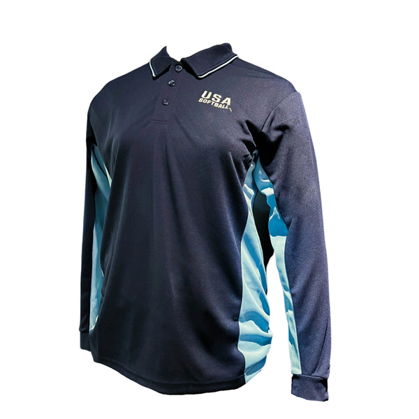 USA Softball Umpire Polo Long Sleeve Navy