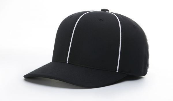 Richardson Flex-Fit Football/Lacrosse Officials Hat - Black w/ White Piping and All White